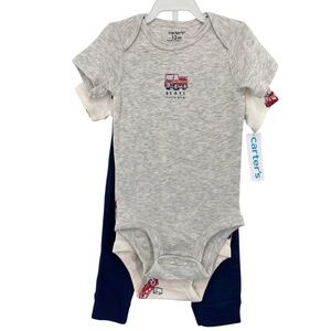 Carter’s Toddler 3pc Pant Set Firetruck 12 Months New